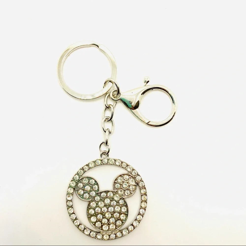 Mickey Mouse Purse Charm Key Chain Crystals set in Silver tone. BRAND NEW